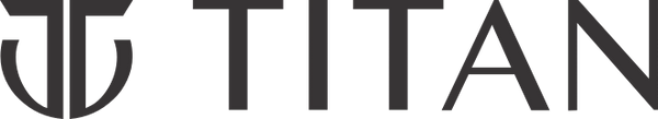 Titan Watches UAE logo with a sleek black emblem and bold uppercase text spelling “TITAN” in style.