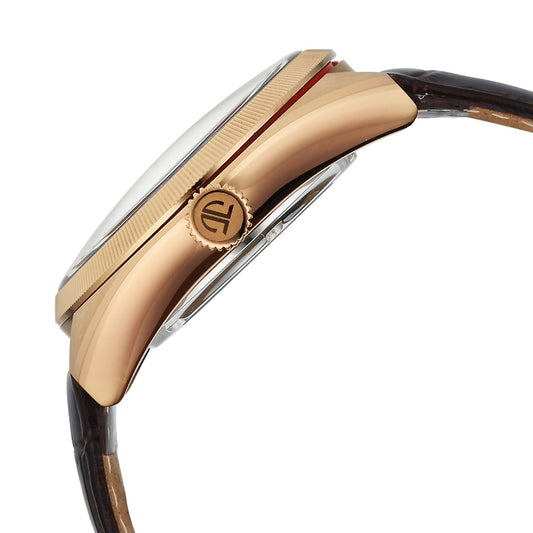 Titan Stellar Cupola Automatic Analog with Sun Moon Phase and Silver Dial Brown Leather Strap Watch for Men