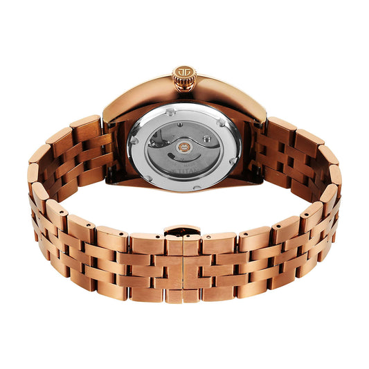 Titan Stellar Cupola Automatic Analog with Sun Moon Phase and Gray Dial IP Bronze Stainless Steel Strap Watch for Men