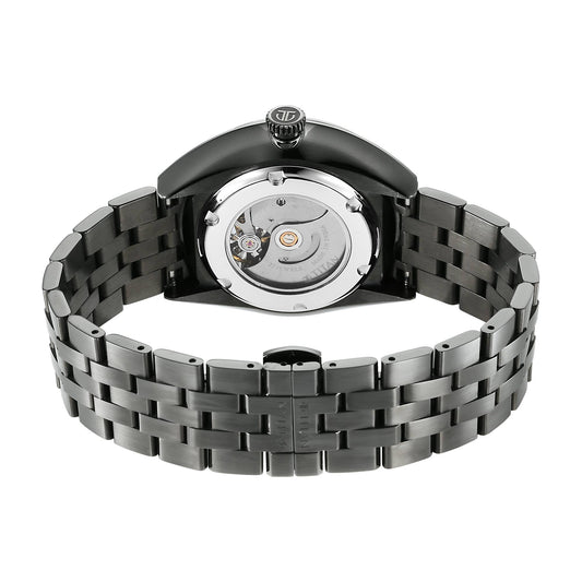 Titan Stellar Cupola Automatic Analog with Sun Moon Phase and Silver Dial Dark Gun Stainless Steel Strap Watch for Men