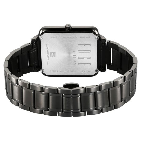 Titan Edge Quad Quartz Analog Blue Dial With Grey Stainless Steel Strap Watch For Men