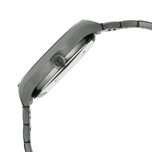 Titan Stellar Starlight Analog with Concealed Automatic and Violet Dial Dark Gun Stainless Steel Strap Watch for Men