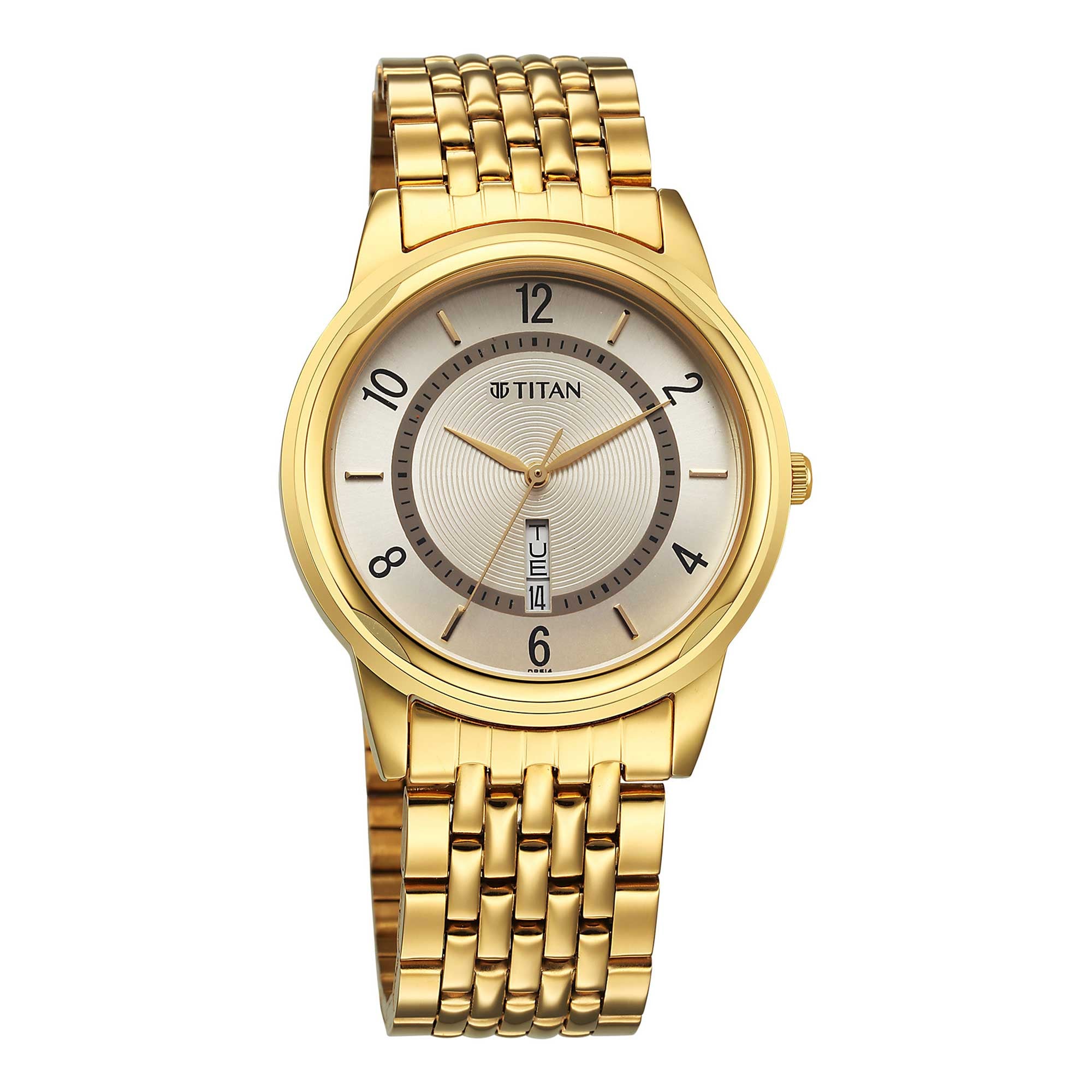 gold men wrist watch