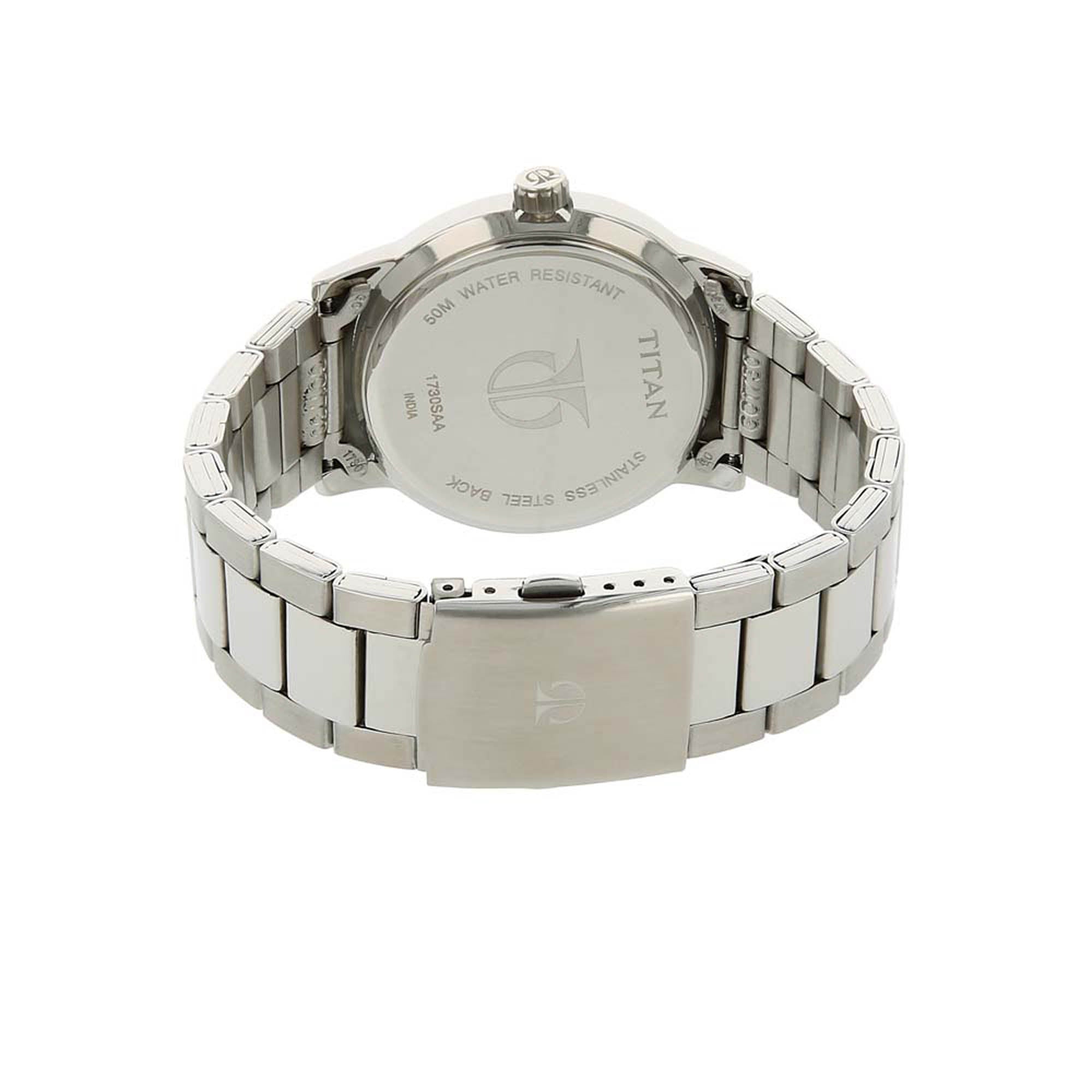 Titan Men's Urban Refinement: Sleek Blue Dial with Silver Stainless Steel Strap Watch