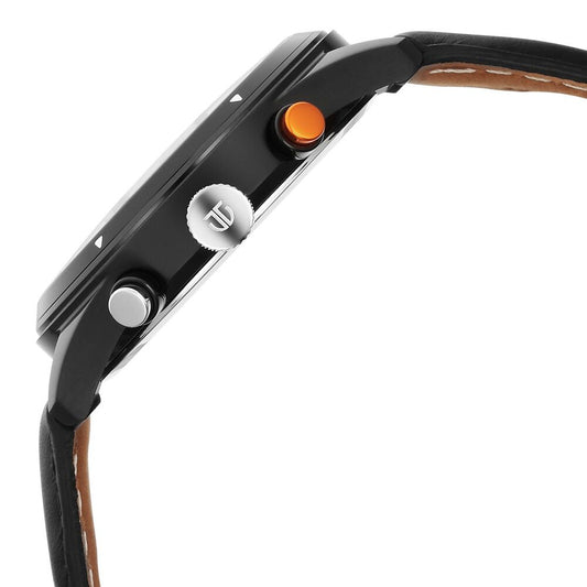 Titan Octane Quartz Multifunction Black Dial With Black Leather Strap Watch For Men