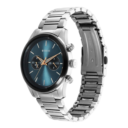 Titan Men Stainless Steel Round Shape Watches(1805KM14)