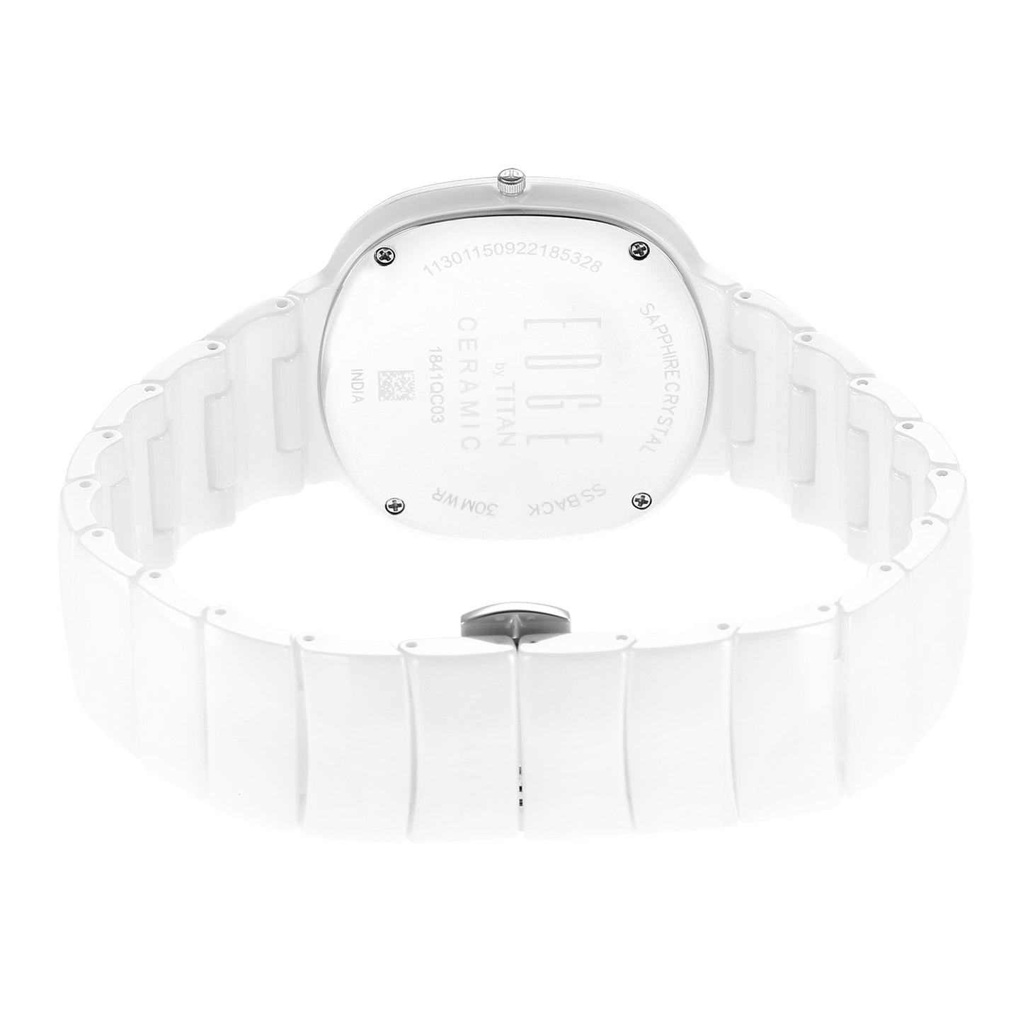 Titan Edge Squircle Quartz in Arctic White with Glossy Ceramic Unisex Watch