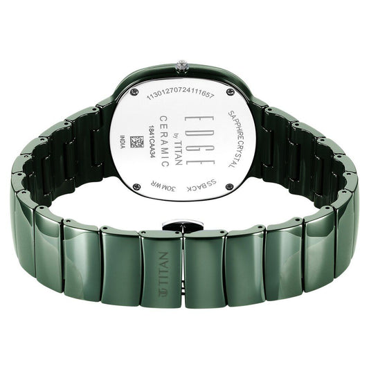 Titan Squircle Camo Quartz Analog Green Dial Ceramic Strap Watch For Unisex