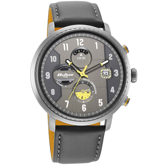 Titan Octane Aerobatics Anthracite Dial Chronograph Leather Strap Watch for Men