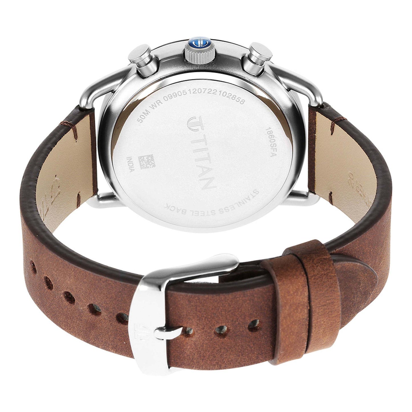 Titan Blue Dial Brown Leather Strap Analog Quartz Watch for Men