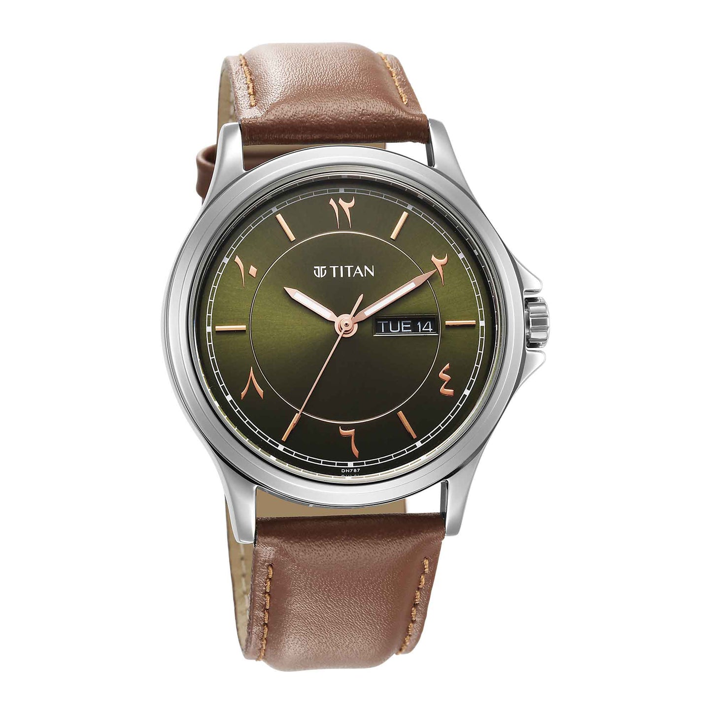 Titan Marhaba Green Dial Analog Leather Strap watch for Men