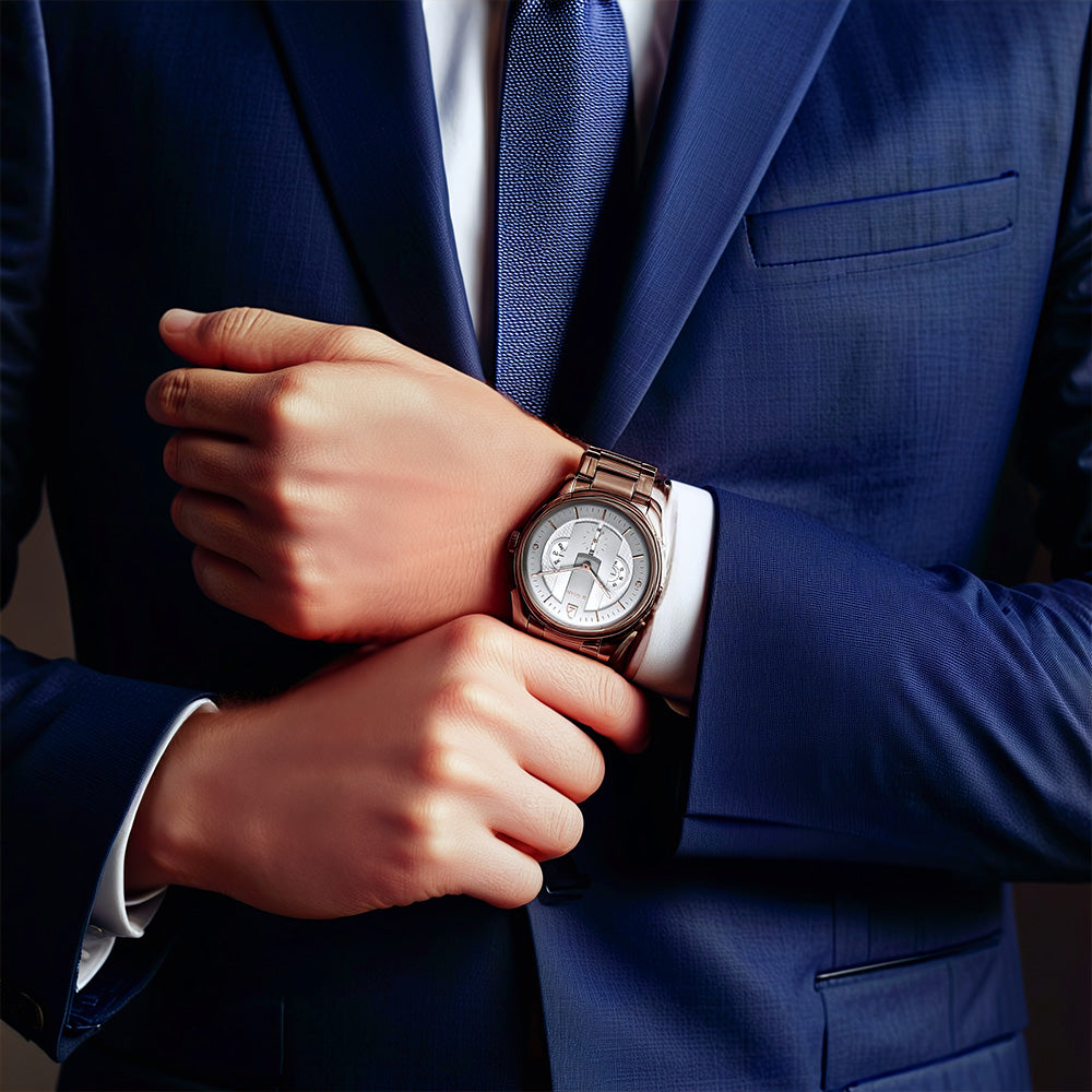 Titan Quartet Grey Dial Quartz Multifunction Stainless Steel Strap watch for Men