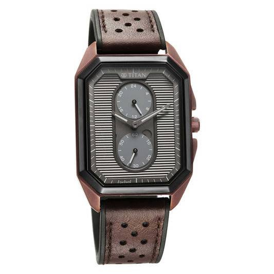 Titan Quartz Multifunction Anthracite Dial Stainless Steel Strap Watch for Men