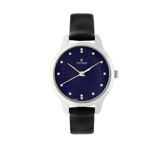 Titan Women's Chic minimalist watch with Blue dial and leather strap