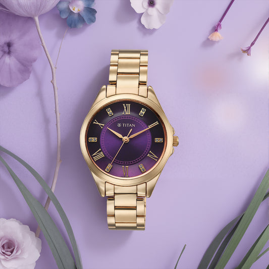 Titan Women Brass Round Shape Watches(2565WM06)