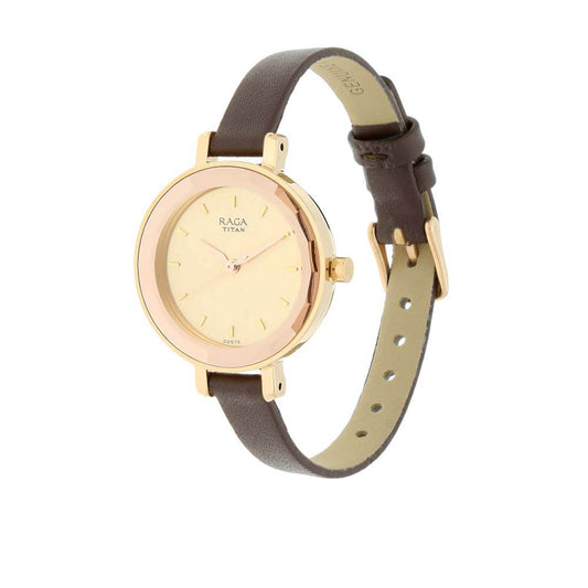 Titan Raga Viva Rose Gold Dial Women Watch With Leather Strap