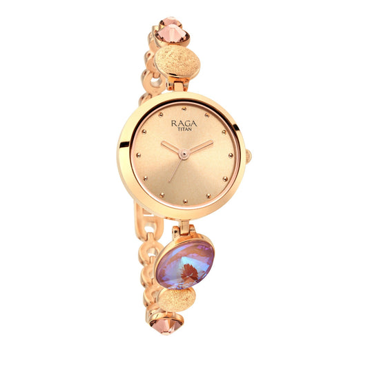 Raga Women's Charm: Elegant Mother of Pearl Dial with Ornate Strap Watch