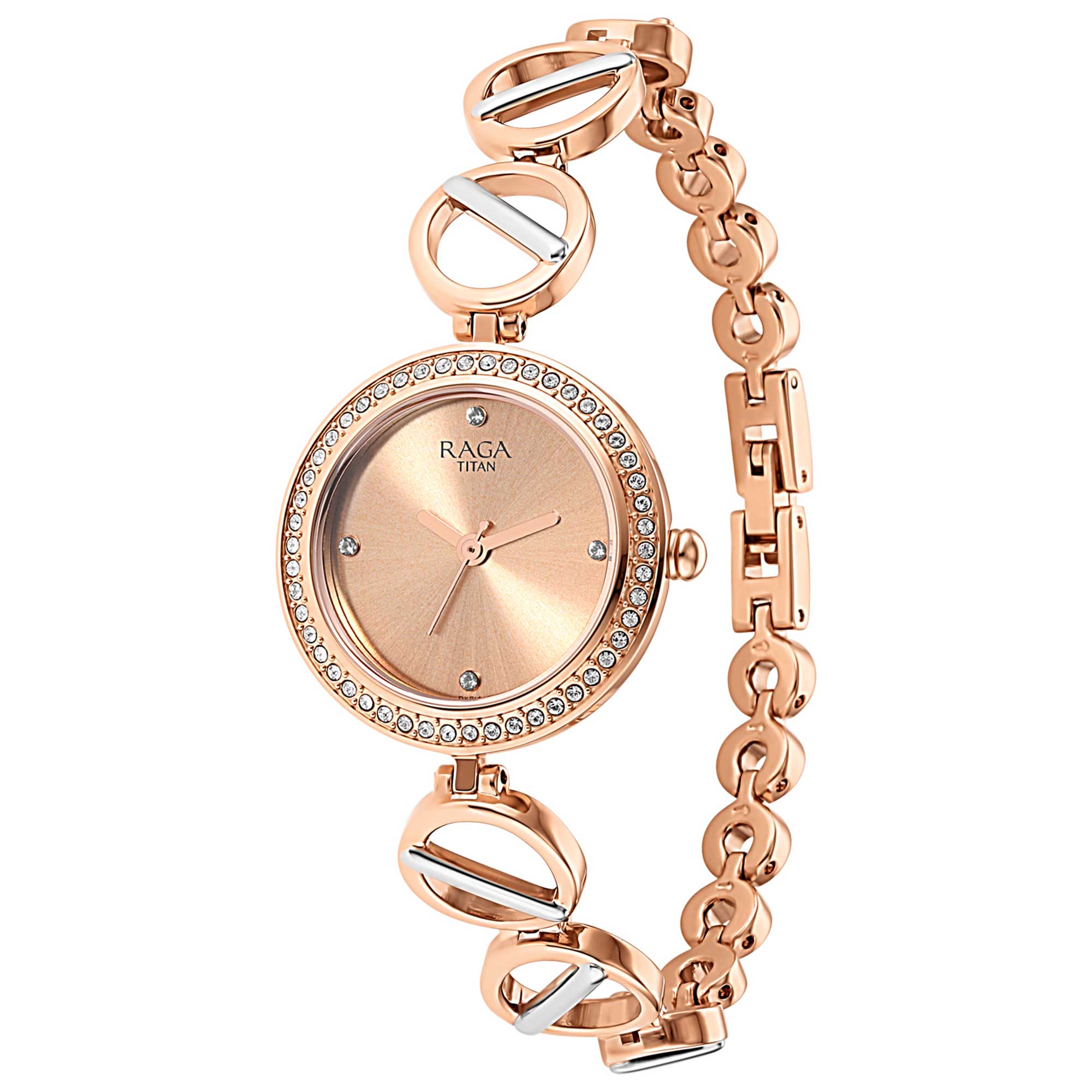 Titan Raga Viva Quartz Analog Rose Gold Dial Two Toned Metal Strap Watch For Women