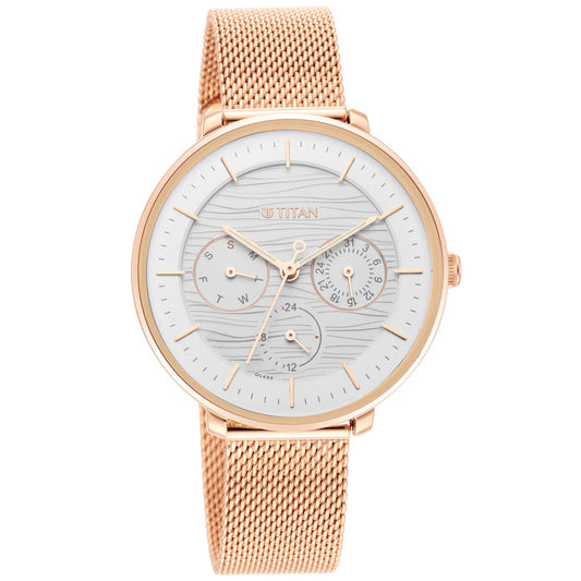 Titan Womens's Svelte Silver: Multi-Function Watch Metal Strap