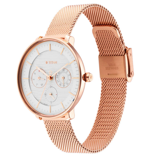 Titan Womens's Svelte Silver: Multi-Function Watch Metal Strap