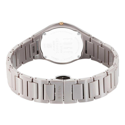 Titan Edge Ceramic Quartz Analog Grey Dial Ceramic Strap Watch For Women