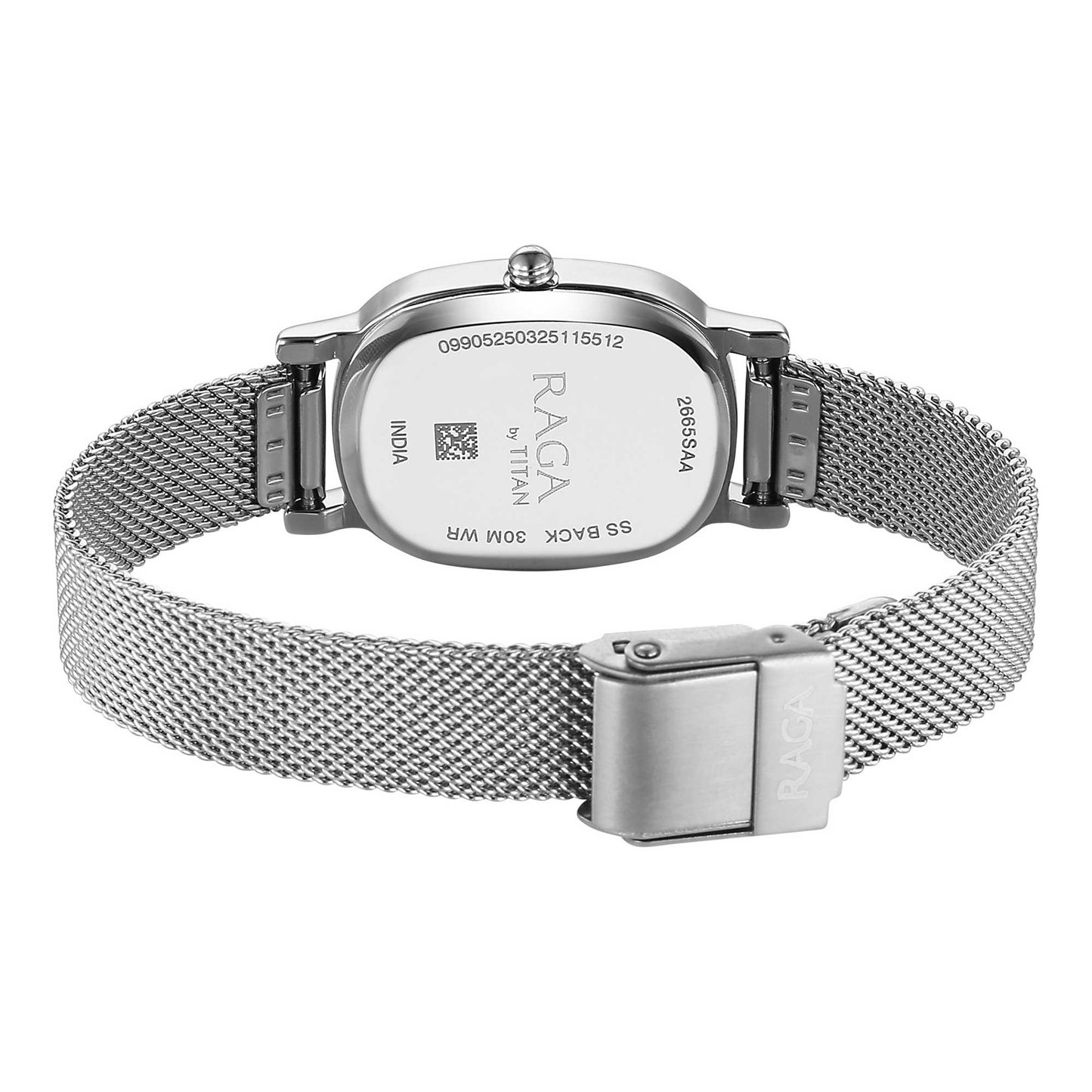 Titan Raga Silver Oval Dial Stainless Steel Analog Watch for Women