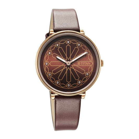 Titan Marhaba Brown Dial Analog Leather Strap watch for Women