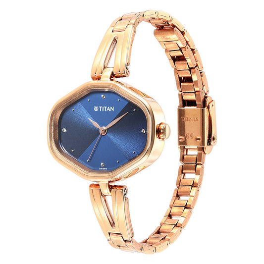Titan Karishma Blue Dial Metal Strap Watch for Women