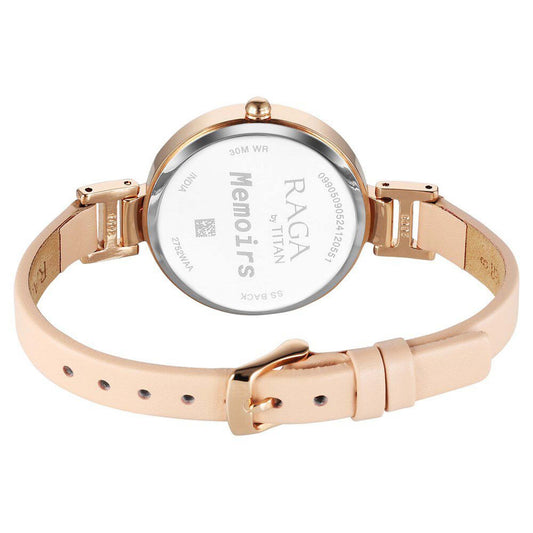 Titan Raga Memoirs Quartz Analog Pink Dial With Pink Color Leather Strap Watch For Women