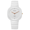 Titan Edge Squircle Quartz Analog White Dial Ceramic Strap Watch For Women