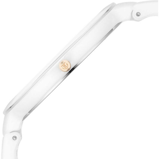 Titan Edge Squircle Quartz Analog White Dial Ceramic Strap Watch For Women