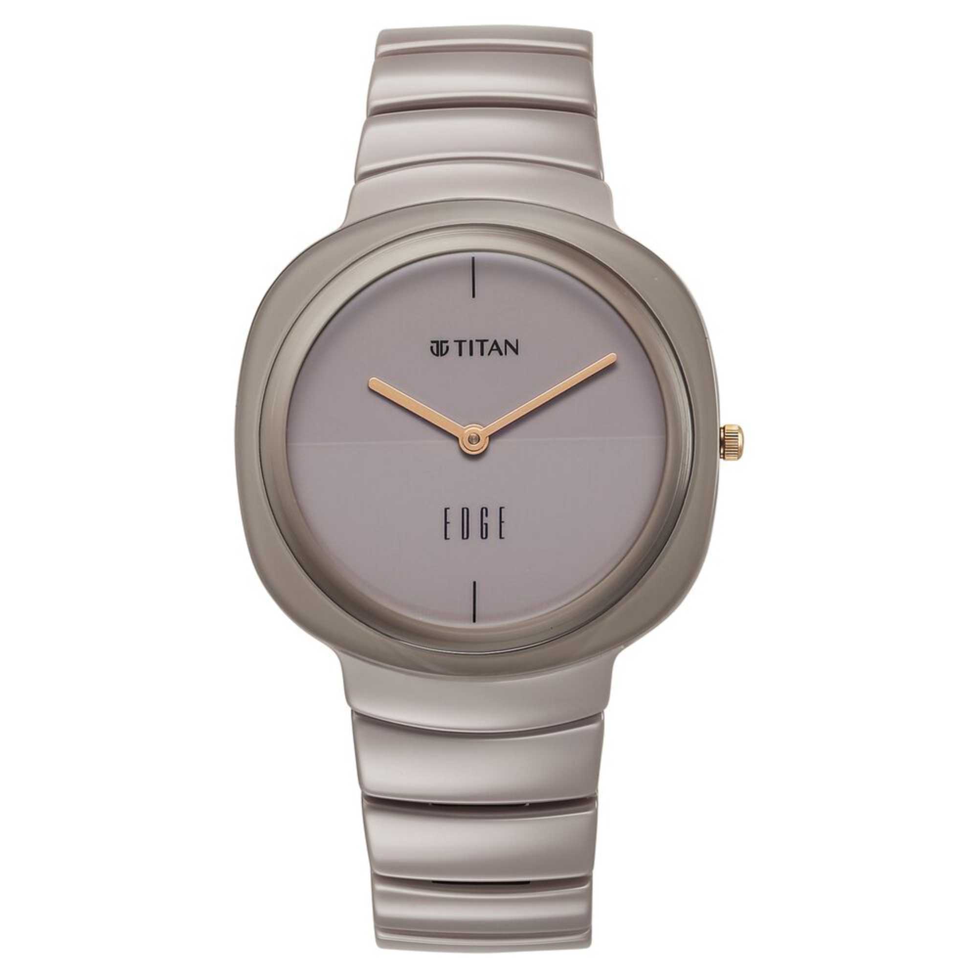 Titan Edge Squircle Quartz Analog Cream Dial Ceramic Strap Watch For Women