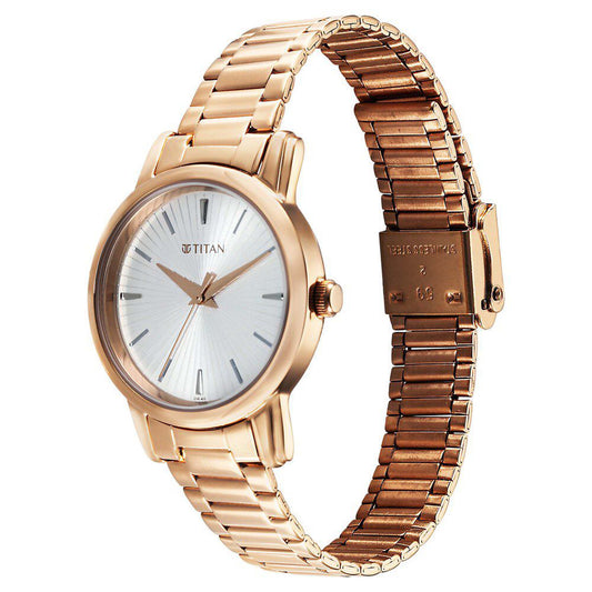 rose gold metal watch