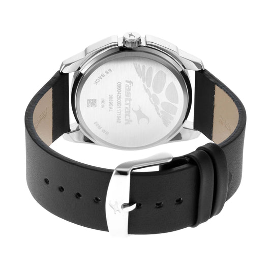 Fastrack Wear Your Look Quartz Analog Silver Dial Leather Strap Watch for Guys