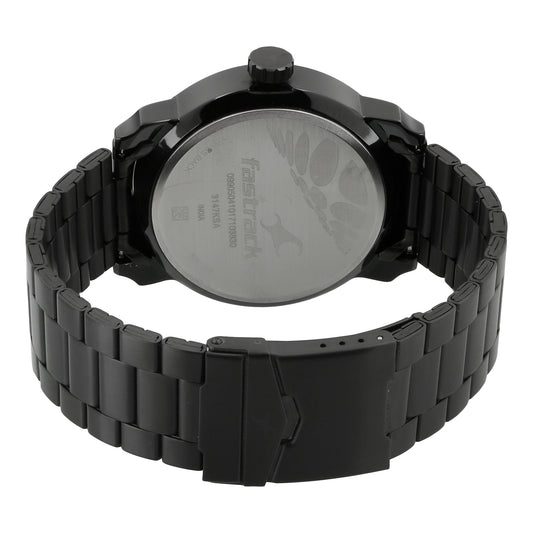 Fastrack Quartz Analog Black Dial Stainless Steel Strap Watch for Guys