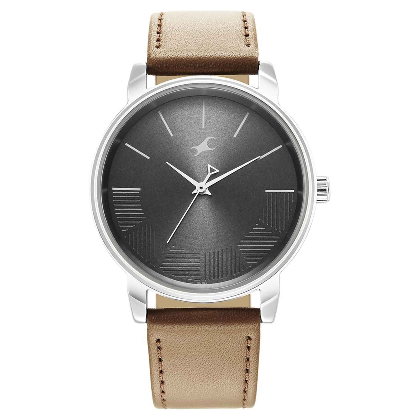 Fastrack Stunners Quartz Analog Grey Dial Brown Leather Strap Watch For Guys