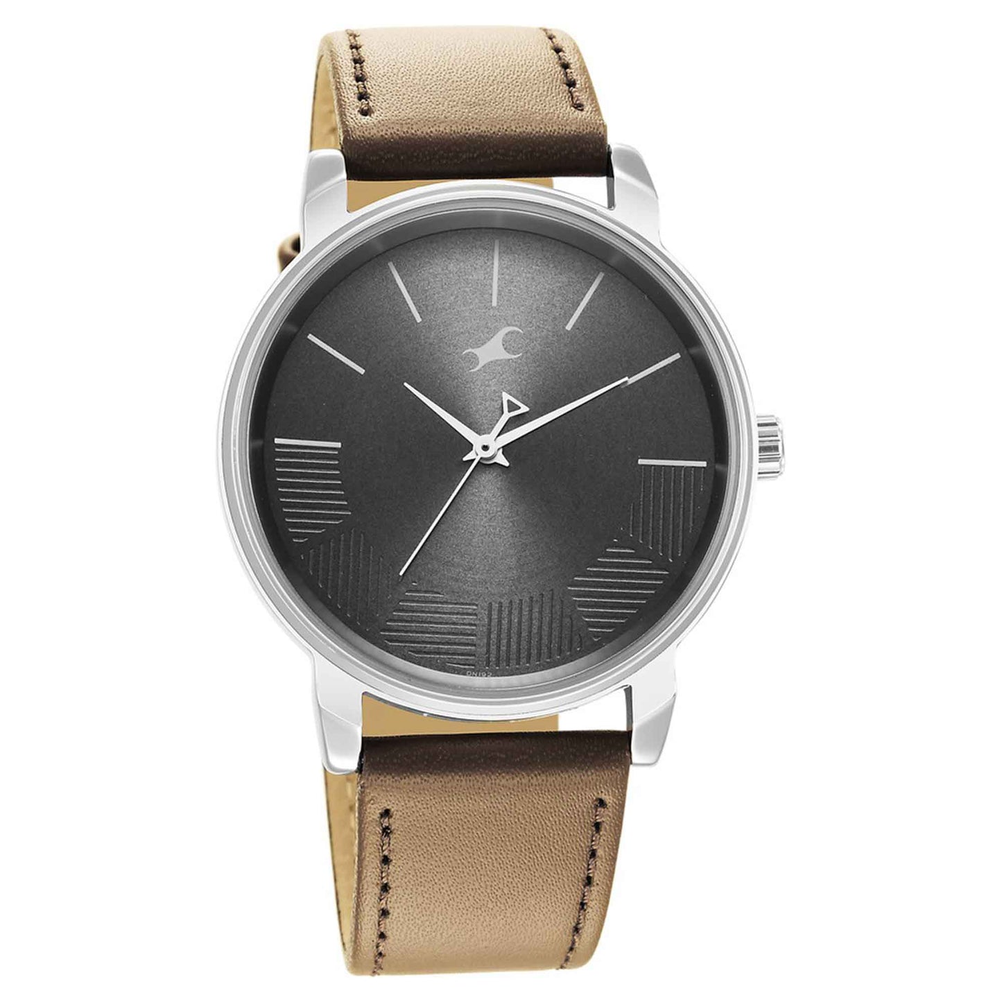 Fastrack Stunners Quartz Analog Grey Dial Brown Leather Strap Watch For Guys