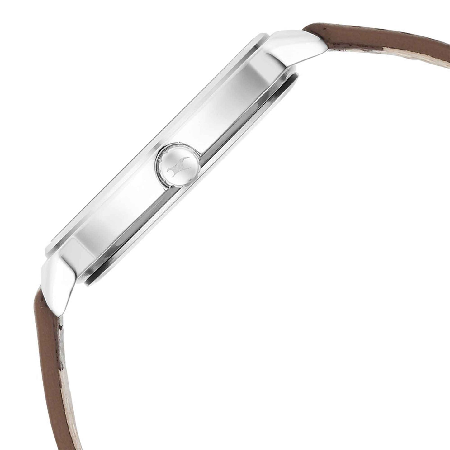 Fastrack Stunners Quartz Analog Grey Dial Brown Leather Strap Watch For Guys