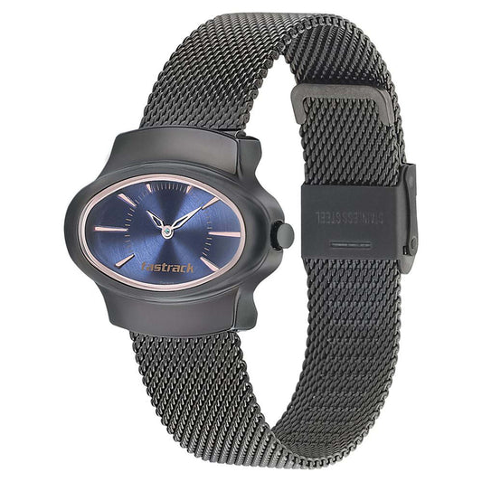 Fastrack Hitlist Quartz Analog Blue Dial Stainless Steel Strap Watch for Girls