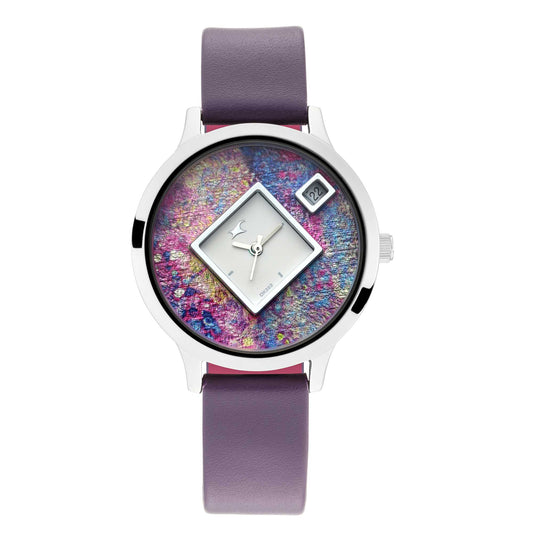 Fastrack Fit Outs Quartz Analog with Date Multicoloured Dial Leather Strap Watch for Girls