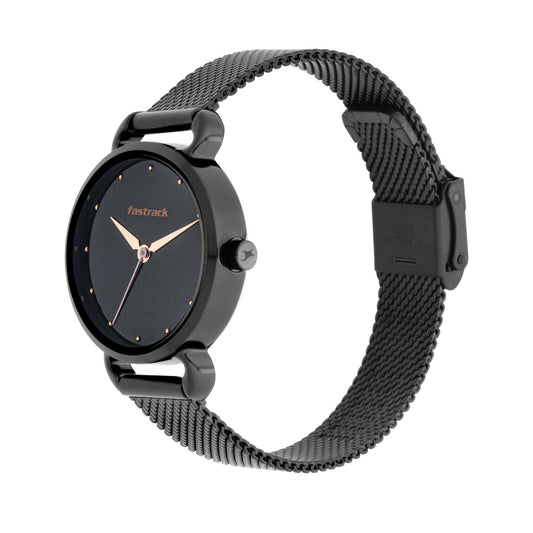 Fastrack Fastrack Animal Print Quartz Analog Black Dial Stainless Steel Strap Watch for Girls