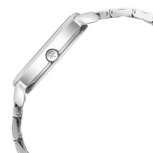 Fastrack Stunners Quartz Analog Silver Dial Metal Strap Watch for Girls