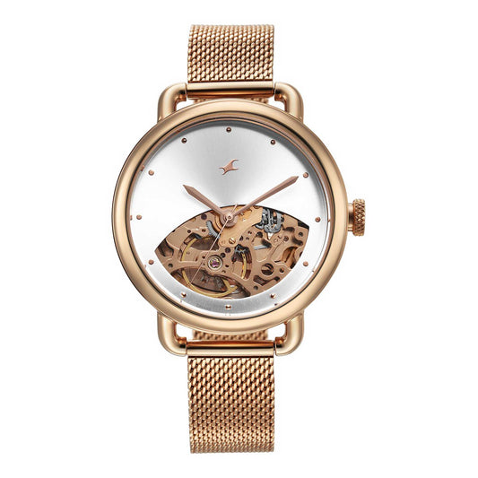 Fastrack Automatics Silver Dial Stainless Steel Strap Watch for Girls