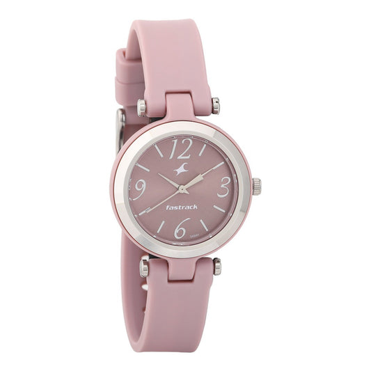 Fastrack Trendies Quartz Analog Pink Dial Silicone Strap Watch for Girls