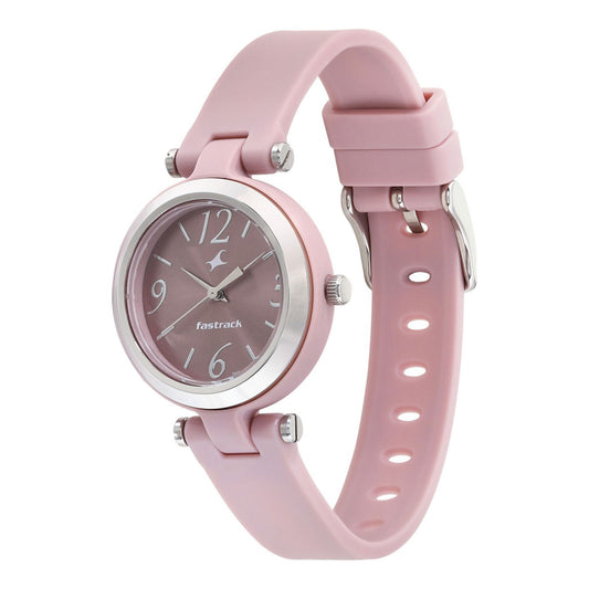 Fastrack Trendies Quartz Analog Pink Dial Silicone Strap Watch for Girls