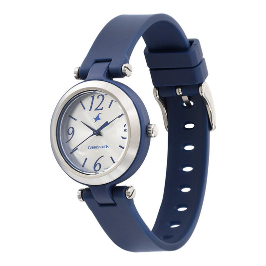 Fastrack Trendies Quartz Analog White Dial Silicone Strap Watch for Girls