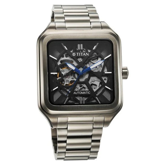 Titan Shaped Automatics Anthracite Dial Grey Stainless Steel Strap watch for Men