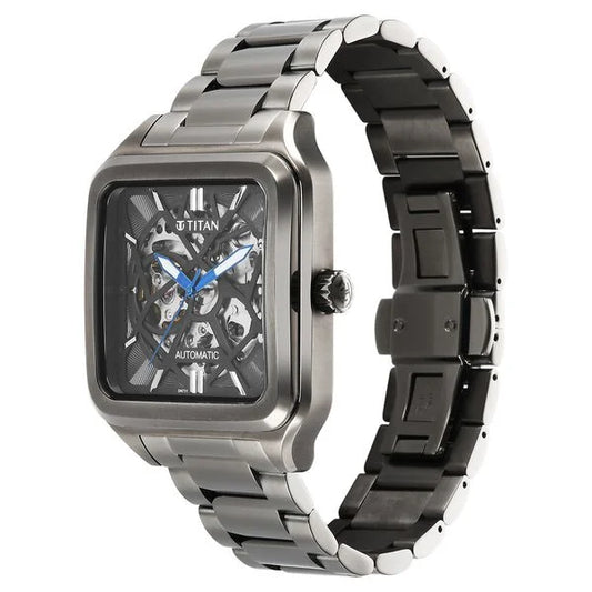 Titan Shaped Automatics Anthracite Dial Grey Stainless Steel Strap watch for Men