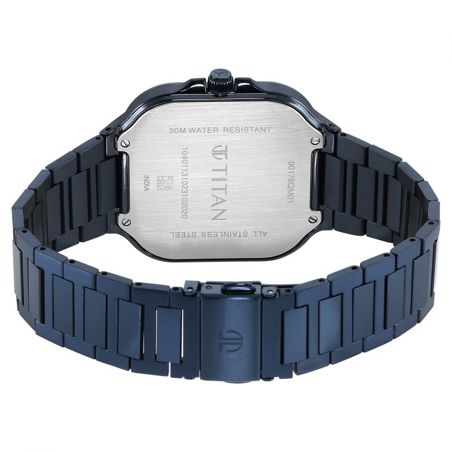 Titan Classique Slim Square Quartz Analog with Date Blue Dial Blue Stainless Steel Strap Watch For Men