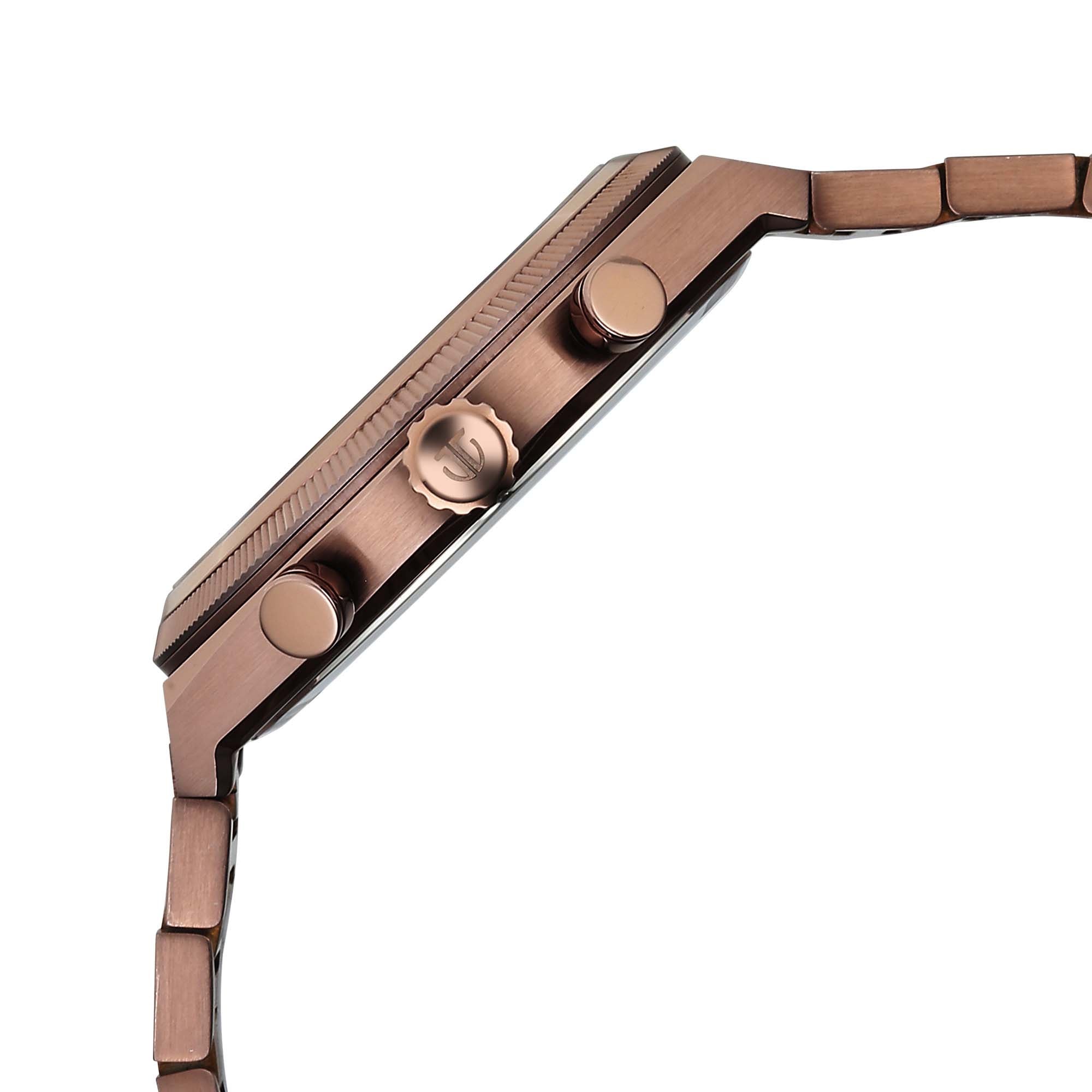 Titan Micromotors Analog with Retrograde Day and Date and Brown Dial Coffee Stainless Steel Strap Watch for Men